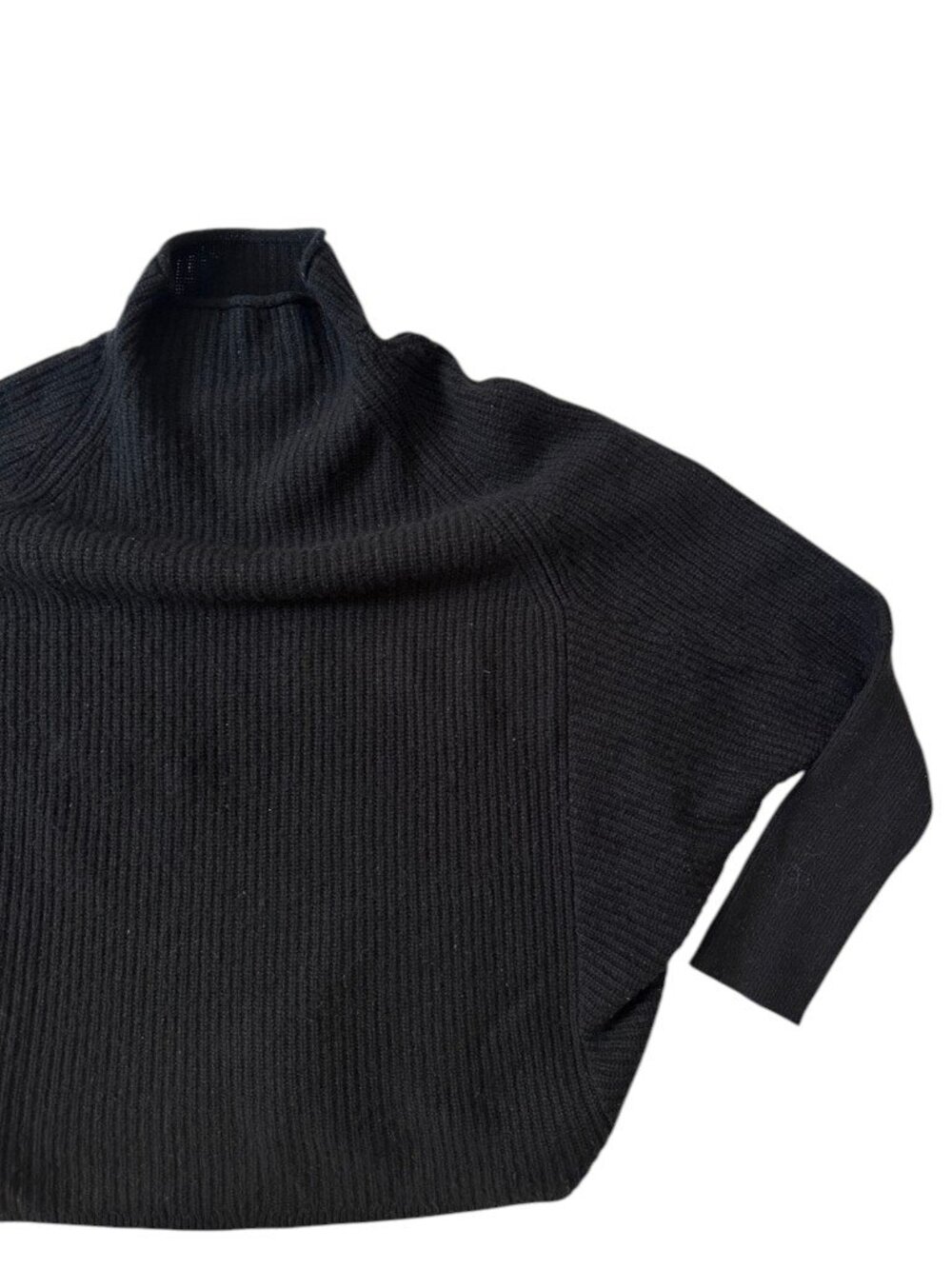 Club Monaco Women's Cashmere Ribbed Mock Neck Sweater Size M Black